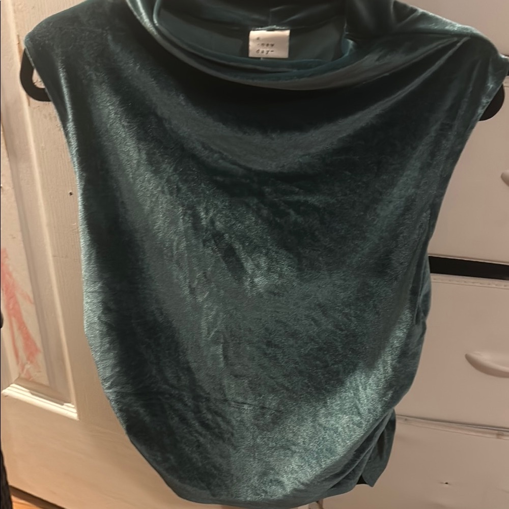 Target Teal Velvet Cowl Neck Top